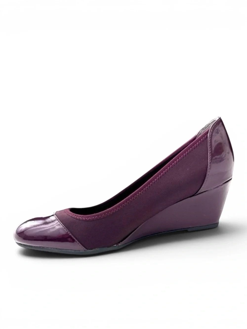 LifeStride Juliana Stretch Wedge Heels Deep Red Burgundy Patent - Size 10W